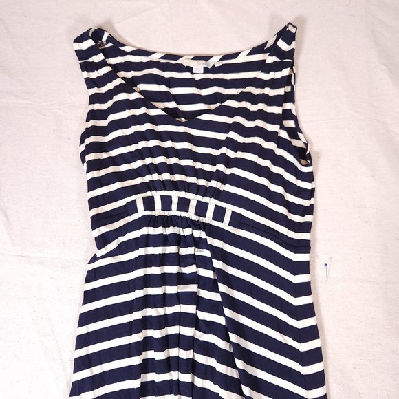 Boden Striped Maxi Dress Womens 10L Blue White Tank Sleeveless Gathers Beach - Picture 8 of 15